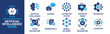 © saran - Artificial intelligence icon collection. Artificial intelligence, chatbot, automated system, computer vision, technology ralated. Vector solid collection of icons.