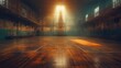 © jaykoppelman - An old empty rustic basketball court with wooden floors and sunlight streaming through high windows in the sports gymnasium creating a nostalgic and serene ambiance