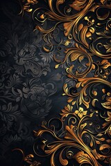 Poster - A beautiful floral design on a black and gold background, perfect for decorating walls or creating unique gifts
