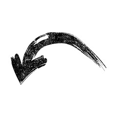 Fototapete - Modern vector arrow, direction indicator down. Grunge graphics. Black brush strokes on a white background. Abstract handmade texture