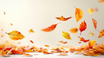 Poster - A bunch of leaves flying through the air