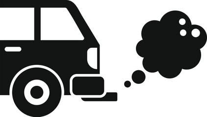 Poster - Simple icon of a car emitting exhaust fumes, symbolizing air pollution