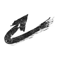 Fototapete - Modern vector arrow, 180 degree turn indicator. Grunge graphics. Black brush strokes on a white background. Abstract handmade texture