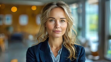 Poster - Portrait of a young businesswoman sitting at the table in office