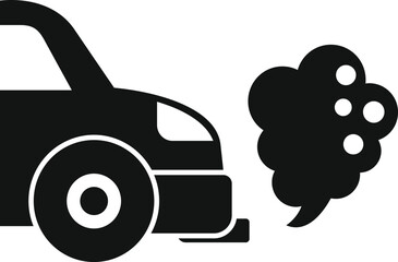 Sticker - Black silhouette of a car emitting exhaust fumes, symbolizing environmental pollution