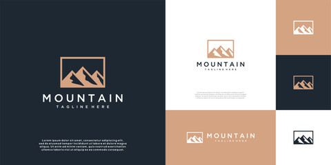 Wall Mural - Mountain peak logo design. Outdoor adventure travel emblem with mountain vector.	