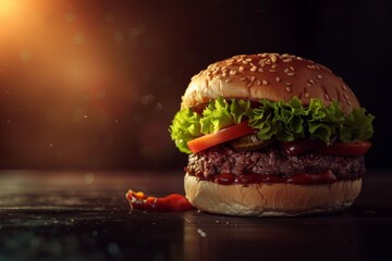 Wall Mural - Delicious Natural Bio burgers fast food delicious Generative AI