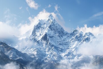 snow-covered tops of mountains Generative AI