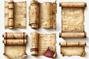 Poster - A collection of ancient scrolls with intricate writings