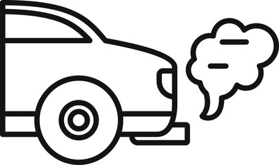 Wall Mural - Line icon of a car emitting exhaust fumes, symbolizing environmental pollution