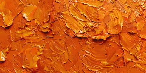 Poster - A detailed view of orange paint on canvas