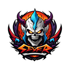 Sticker - A skull with horns and a devilish look on its face