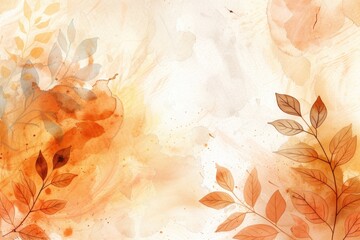 Wall Mural - A beautiful watercolor illustration featuring leaves and flowers