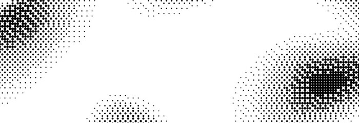 Poster - Pixelated bitmap wavy gradient texture. 8 bit video game screen wallpaper. Retro glitch pixel art backdrop. Black dither wave background. Abstract curve dithering border overlay. Vector