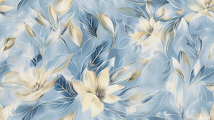 Wall Mural - Floral wallpaper pattern. Background with selective focus and copy space