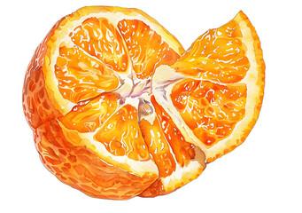 [Transparent Background PNG]Watercolor Illustration of a Sliced Orange