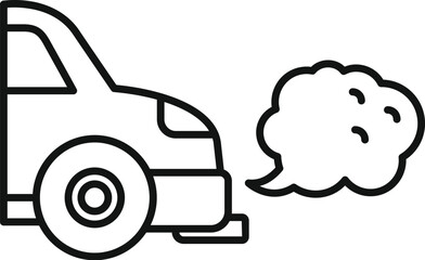 Sticker - Line drawing of a car emitting exhaust fumes, symbolizing air pollution