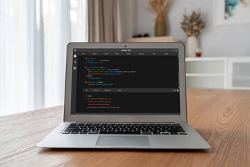 Software development programming on computer screen for modish application and program coding