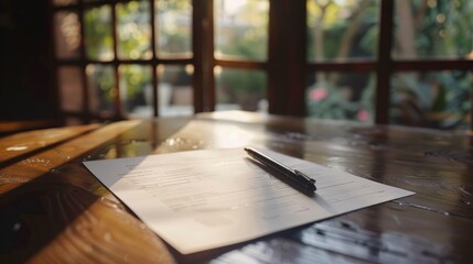 Poster - A pen sits atop a piece of paper, ready for use