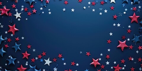 Poster - A blue background with red, white, and blue stars for various uses