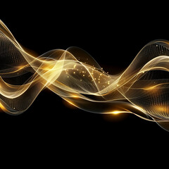 Wall Mural - Abstract gold waves on black background. Design element. Vector illustration.