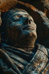 Poster - A close-up shot of a person statue with detailed features