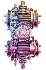 Poster - A detailed shot of a motorcycle engine on a white background