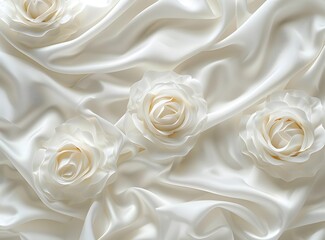 white silk and roses