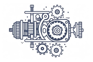 Poster - A mechanical device with interlocking gears and a gearbox