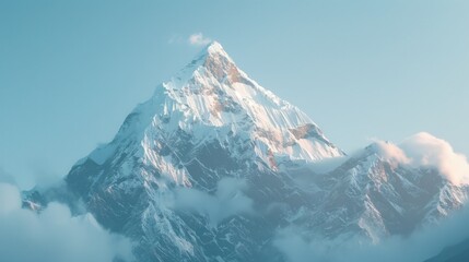 Aufkleber - A majestic mountain covered in snow and clouds under a blue sky, perfect for landscape or travel use