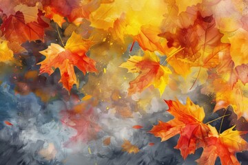 Poster - A collection of colorful autumn leaves arranged in a bouquet