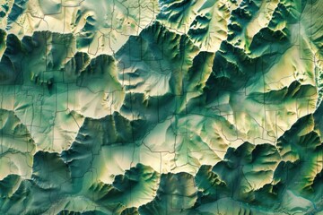 Poster - A detailed view of a mountain range on a map, ideal for use in outdoor or adventure-themed projects