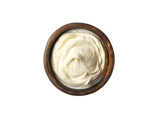 Wall Mural - [Transparent Background PNG]Wooden bowl of cream cheese on white background