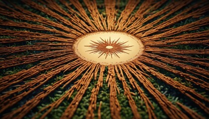 Poster - Abstract Sunburst Pattern with Natural Elements.