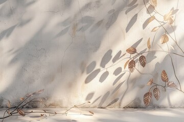 Poster - Autumn foliage on a white wall, perfect for interior or exterior design inspiration
