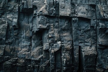 Poster - A person stands at the edge of a rock wall, overlooking a vast landscape