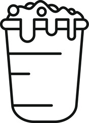 Poster - line icon of a chemistry beaker overflowing with liquid and bubbles, perfect for representing chemic