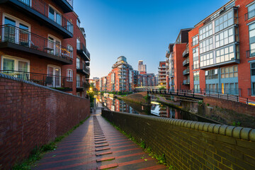 Sticker - Beautiful architecture of Birmingham city canal at dawn