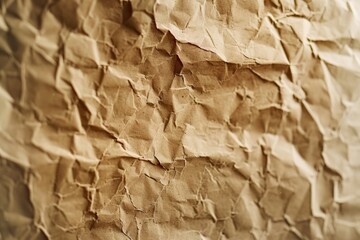 Poster - Close-up shot of a piece of brown paper with texture and folds