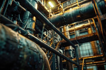 Canvas Print - Large industrial building with pipes and machinery