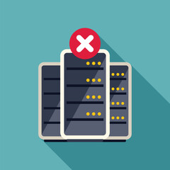 Poster - Servers are down showing a red cross symbol, indicating a system error or outage