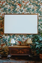 Aufkleber - A picture frame hangs on the wall in a cozy living room