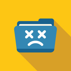 Poster - blue folder icon showing data loss, corruption, or deletion error with a sad face