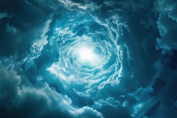 Poster - Aerial view of a spiral shape appearing in the sky, possibly caused by atmospheric phenomena or optical illusion