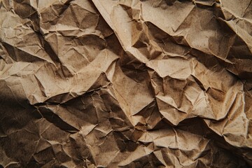 Poster - A close-up shot of a piece of brown paper with texture and folds visible