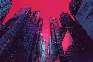 Poster - Tall buildings in a city scene