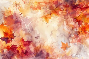 Poster - A delicate watercolor illustration of a bunch of leaves