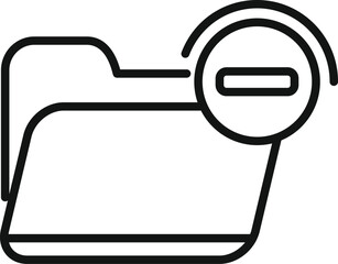 Poster - Computer folder receiving delete sign, indicating data removal or file deletion