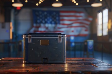 Poster - A box sits atop a wooden table, ready for use or display