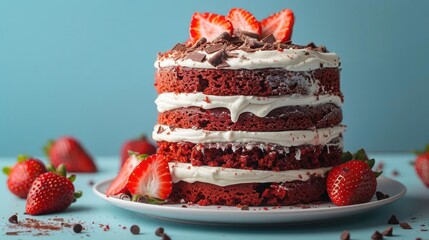 a cake with strawberries on top of it on a plate